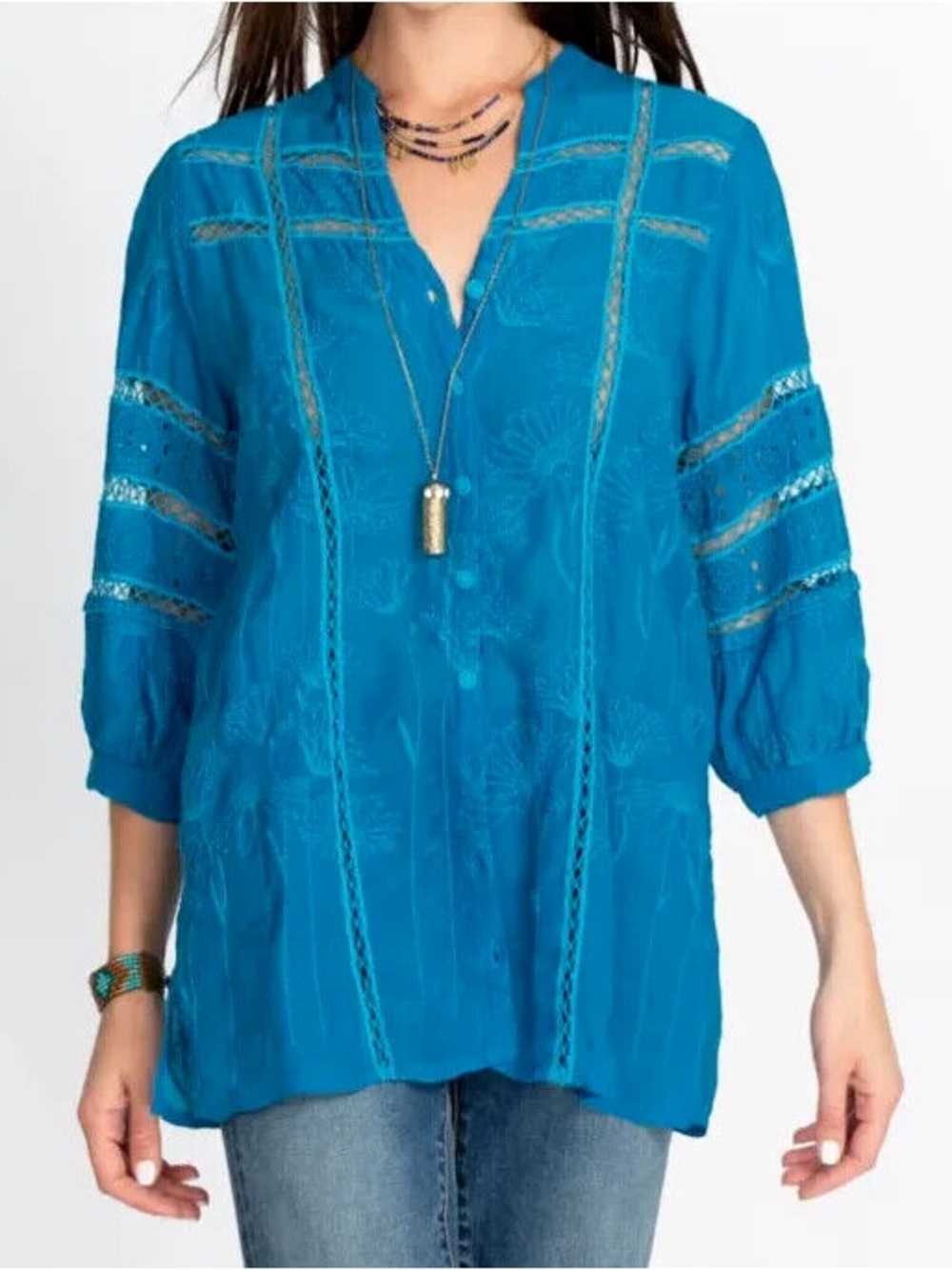 Johnny Was Daisy Peia Tunic - 3/4 Sleeve - Small